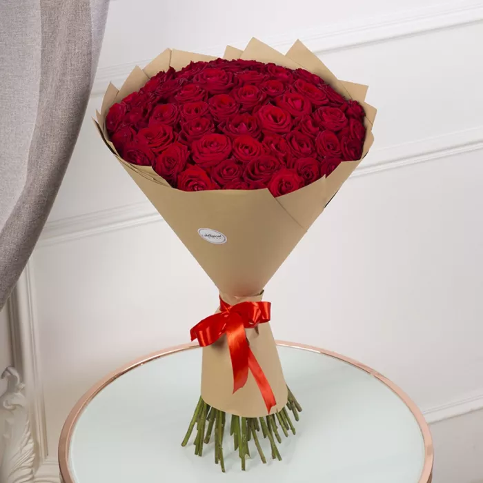 Букет из 51 красной розы premium 60 см
