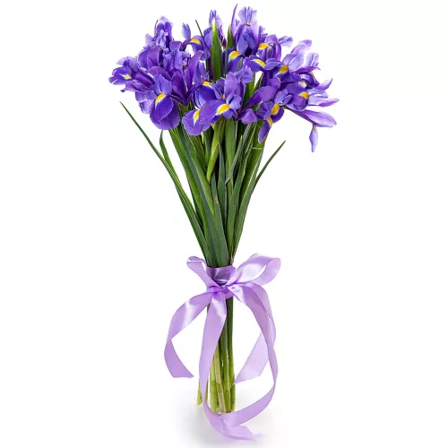 Синий букет цветов из ириса 15 шт