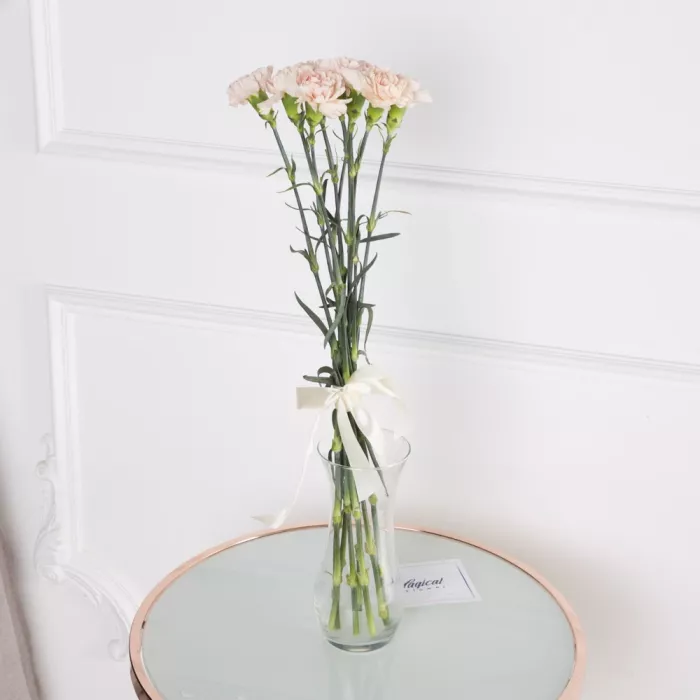 9 кремовых гвоздик