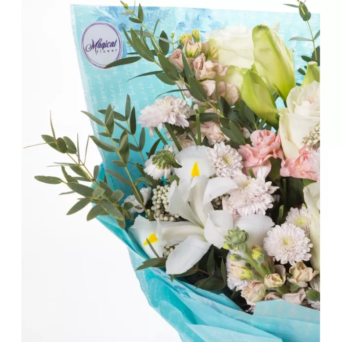 Букет с пионовидной розой и гиппеаструмом Букет с пионовидной розой и гиппеаструмом