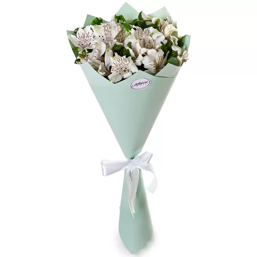 Букет из 5 белых альстромерий