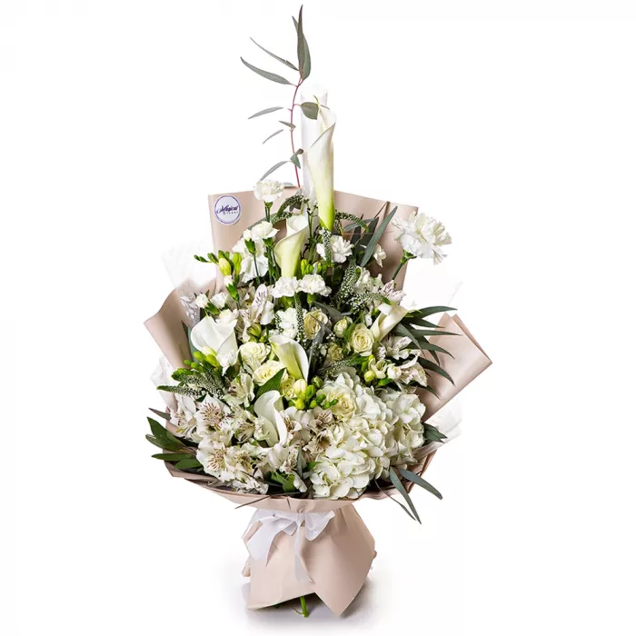 Букет из альстромерии, каллы и гортензии