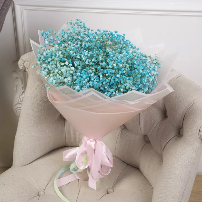 Букет из 15 бирюзовых гипсофил