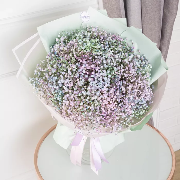 Букет из 15 разноцветных гипсофил