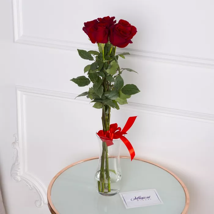 Букет из 5 красных роз Эквадор 70 см