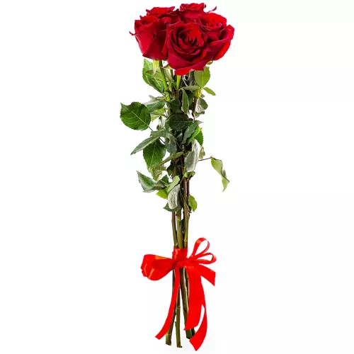 Букет из 5 красных роз Эквадор 70 см для женщины