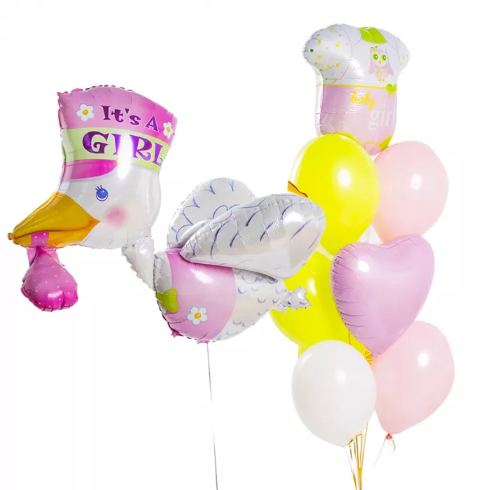 Композиция шаров на выписку девочки
