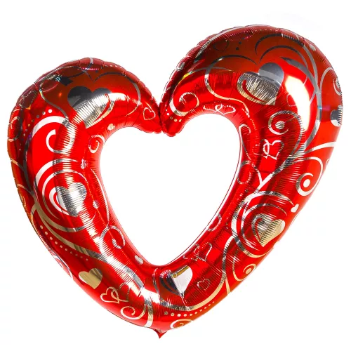 Фольгированное фигурное сердце с рисунком