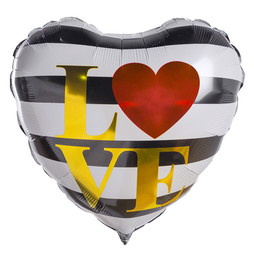 Фольгированный шар Сердце полосатое Love