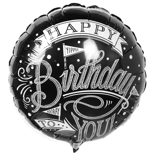 Воздушный шар черный Happy Birthday
