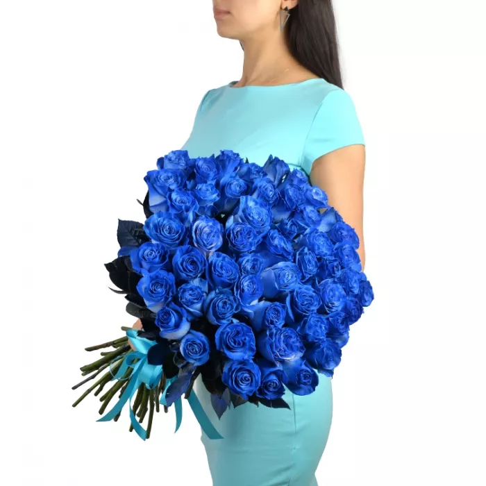 Букет из 51 синяя роза Эквадор (Premium 60см) 