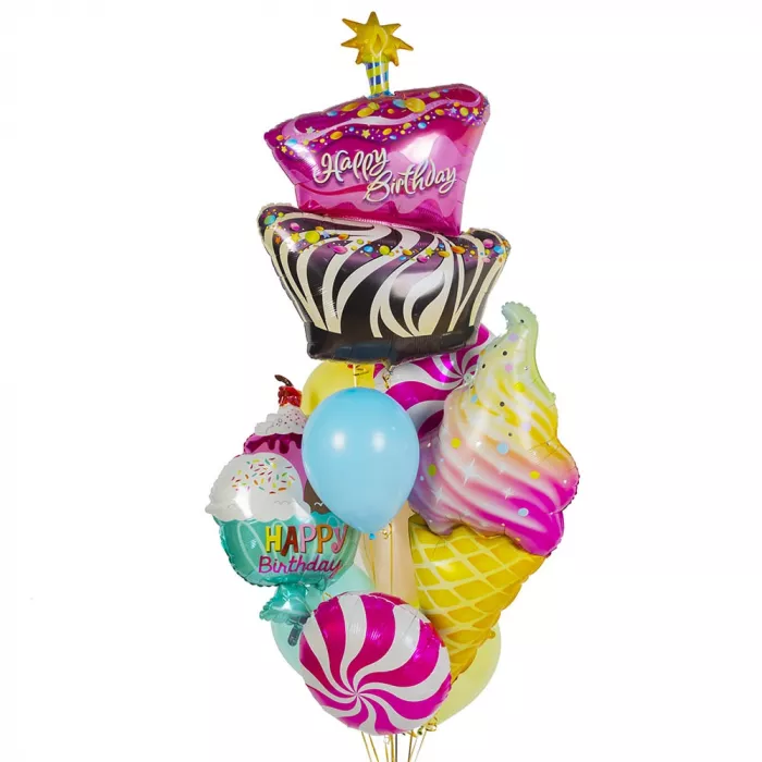 Фонтан из шаров Happy Birthday