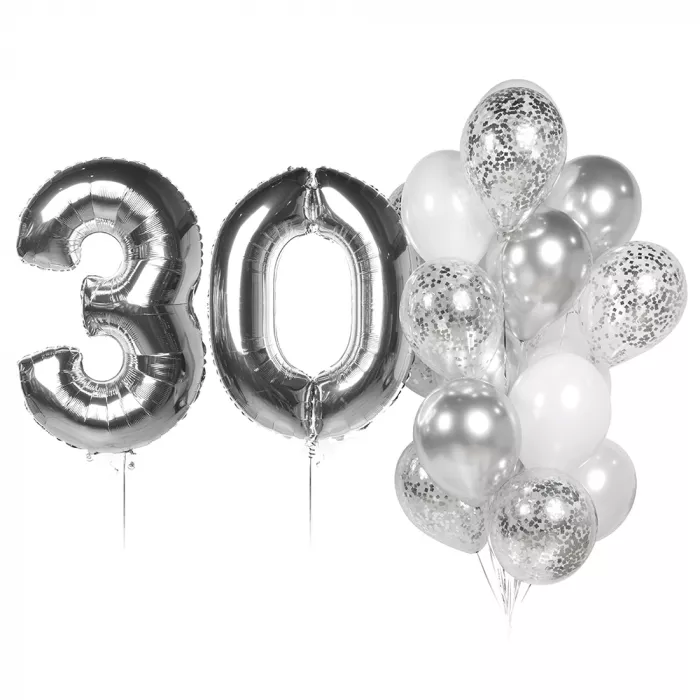 Композиция шаров серебро с цифрой