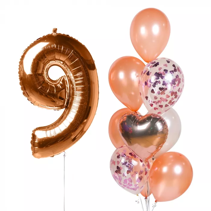 Фонтан розовое золото с цифрой