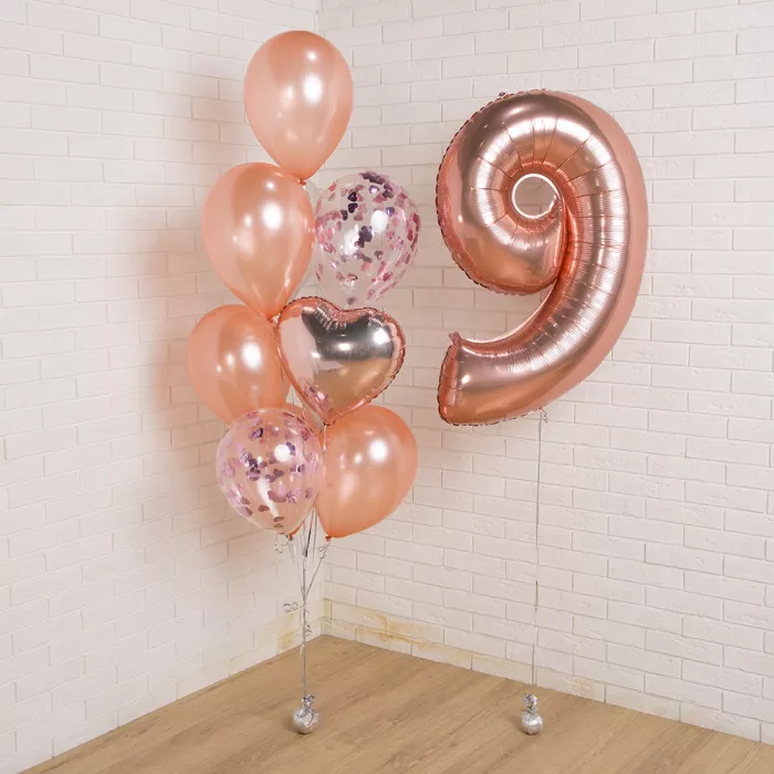 Фонтан розовое золото с цифрой