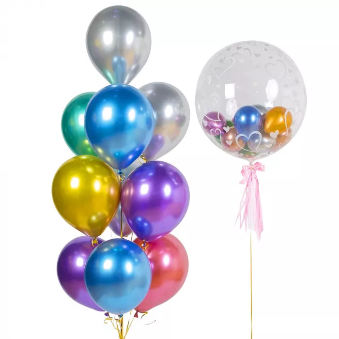 Композиция с шарами хром и шаром Bubble