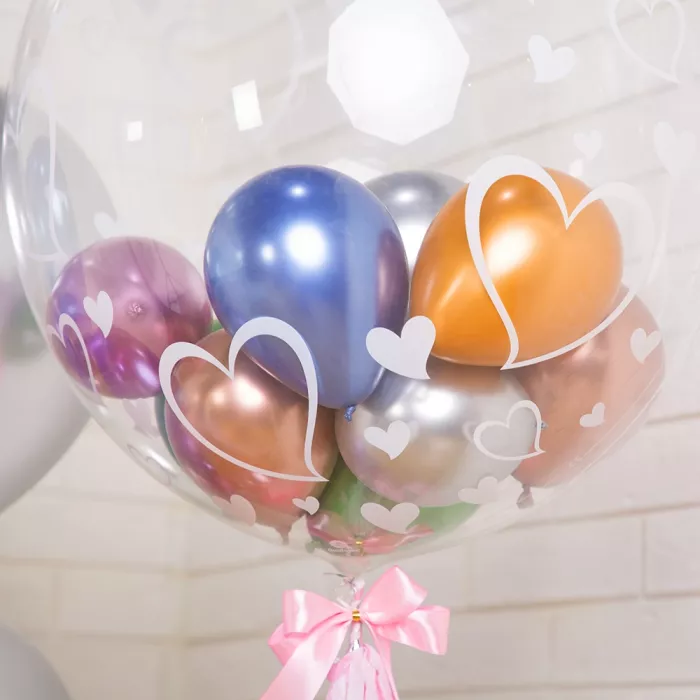 Композиция с шарами хром и шаром Bubble