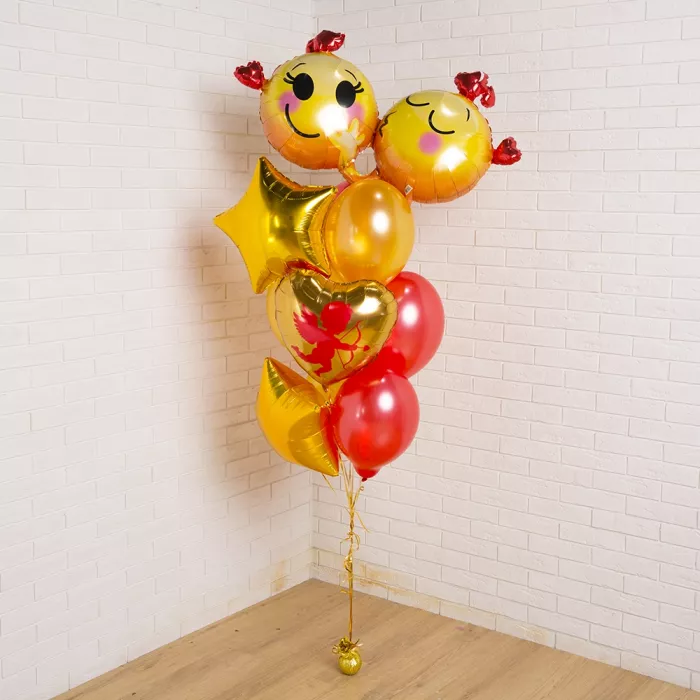 Фонтан шаров Влюбленные смайлы