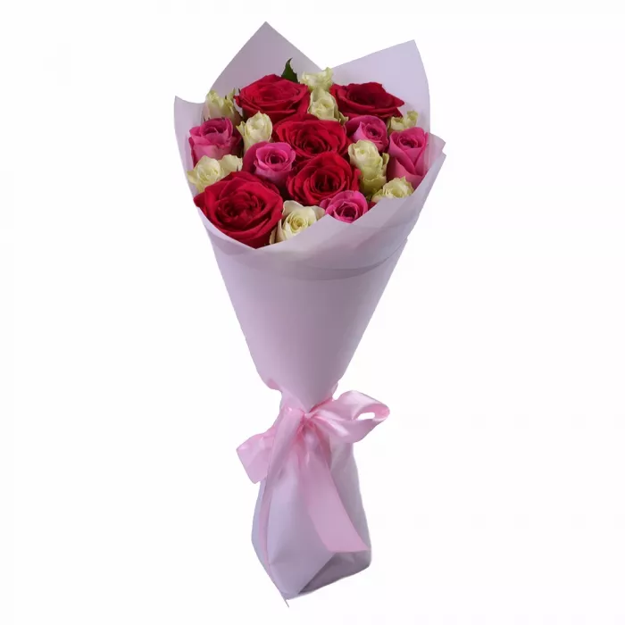19 разноцветных роз