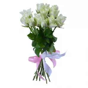 11 белых роз