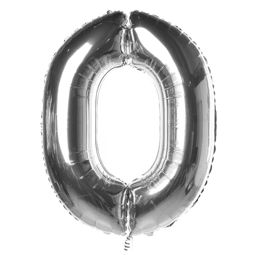 Воздушный шар "Цифра 0" Серебро