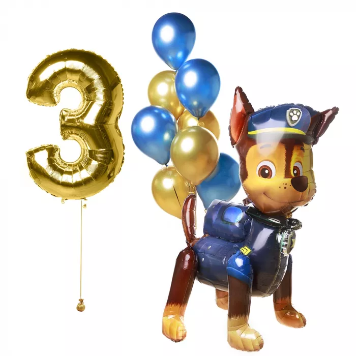 Композиция из шаров с Гонщиком и цифрой Композиция из шаров с Гонщиком и цифрой