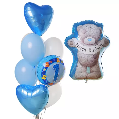 Композиция шаров с мишкой Тедди на день рождения