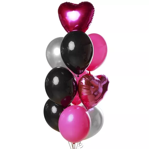 Фонтан шаров черно-розовый для мамы