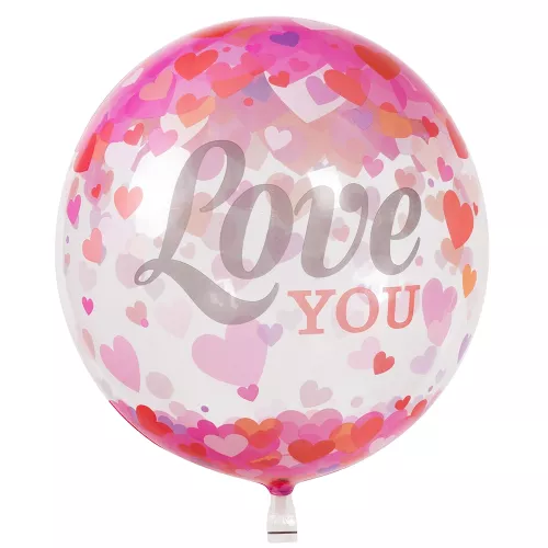 Воздушный шар с рисунком круглый с надписью I Love You
