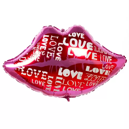 Фольгированный шар Губы с надписями Love
