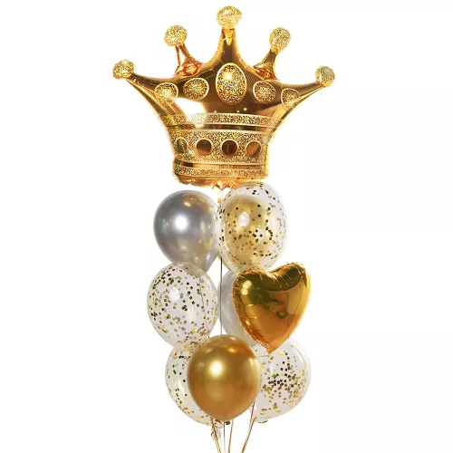 Фонтан шаров с короной на день рождения девочки