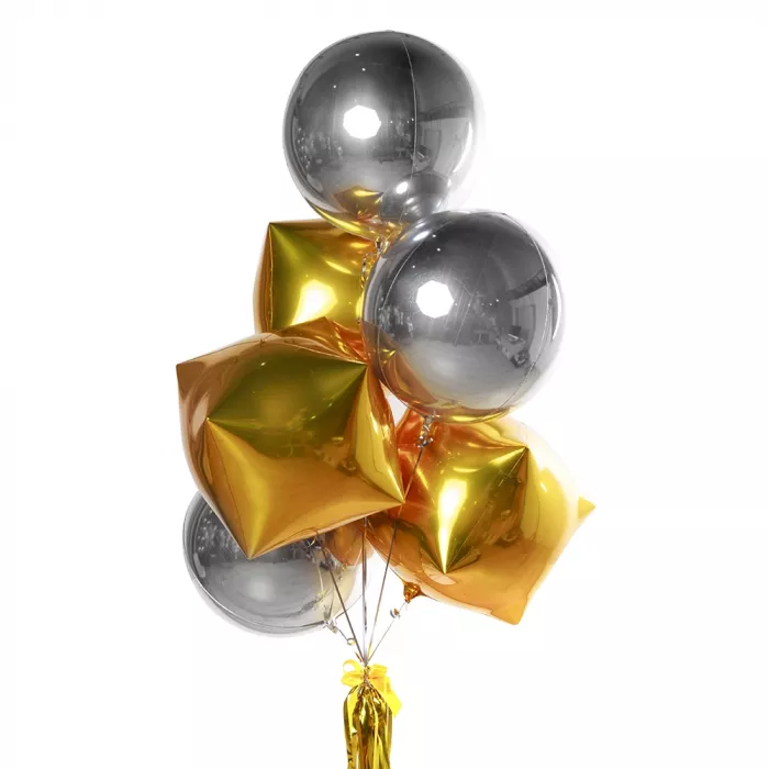 Облако из серебряных сфер и золотых кубов Облако из серебряных сфер и золотых кубов