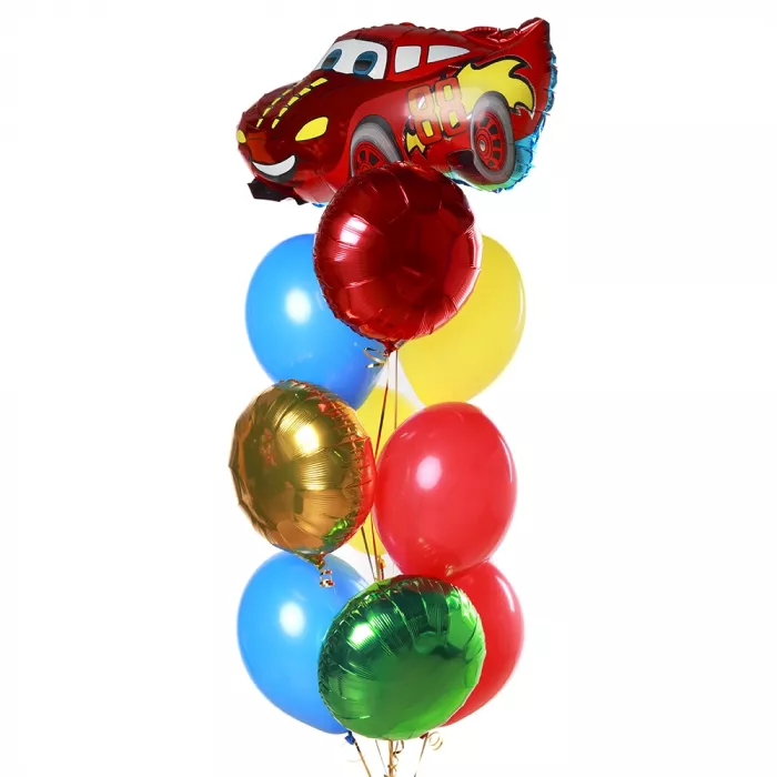 Фонтан шаров c красной машиной Молния МакКуин