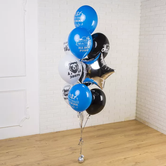 Фонтан шаров с комплиментами для мужчин