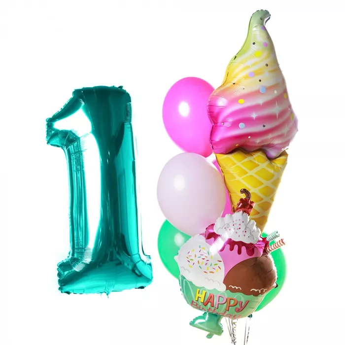 Композиция шаров Мороженое с цифрой