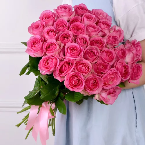 35 розовых роз 60 см