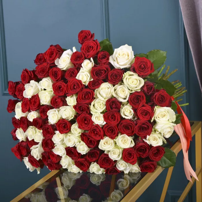 Букет микс из 101 розы premium 60 см