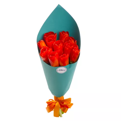 11 оранжевых тюльпанов