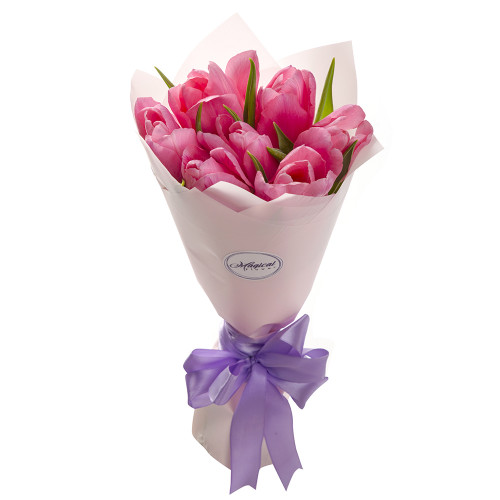 7 розовых тюльпанов