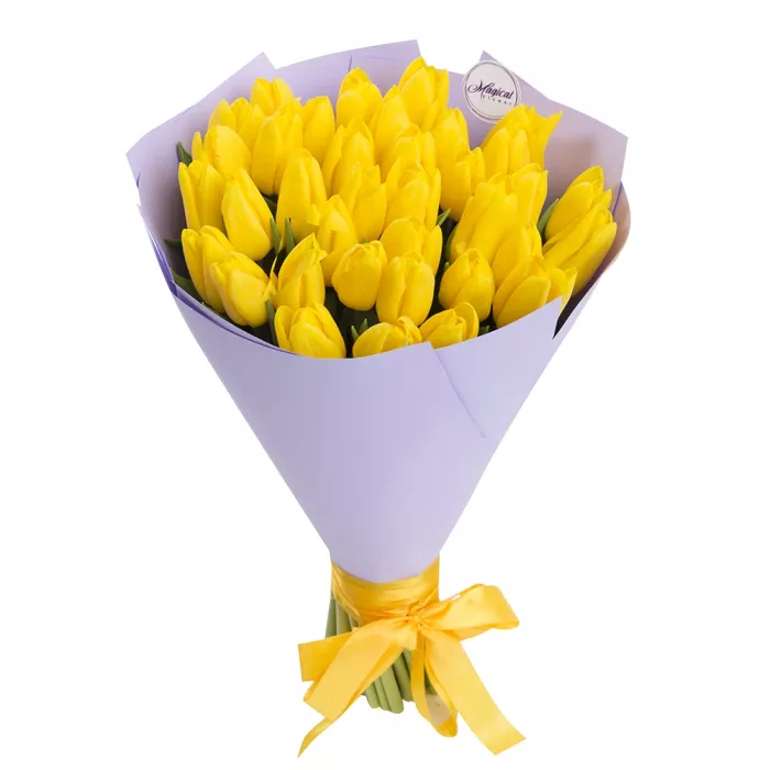 Букет из 35 желтых тюльпанов
