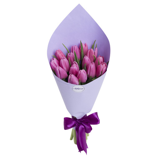 15 фиолетовых тюльпанов