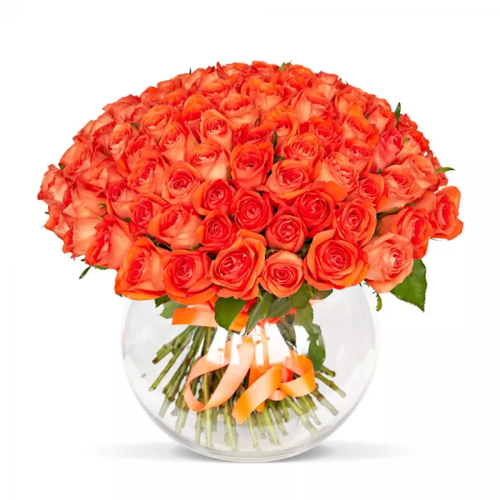 Букет из 101 оранжевой розы