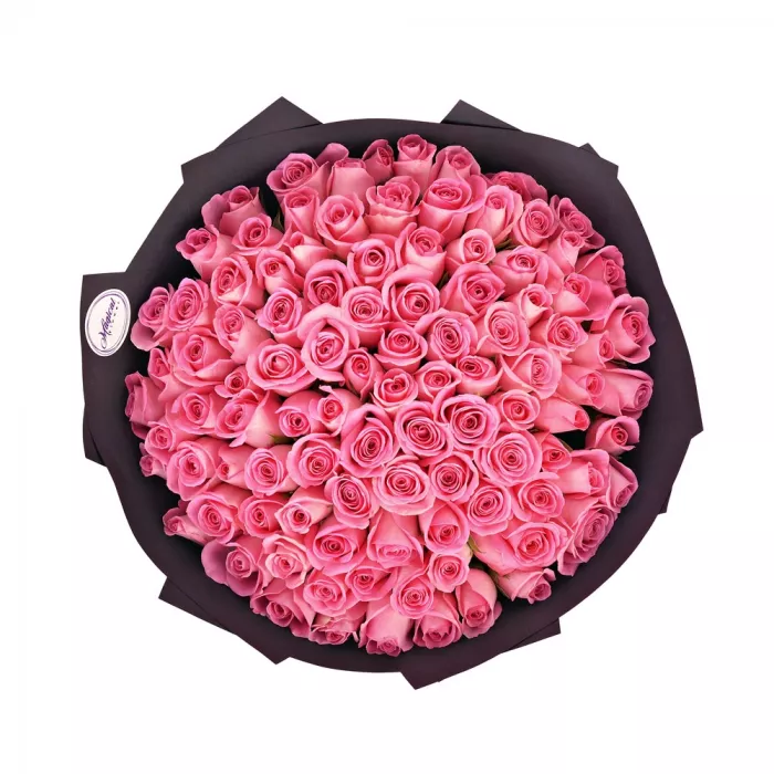 Букет из 101 розовой розы в крафте