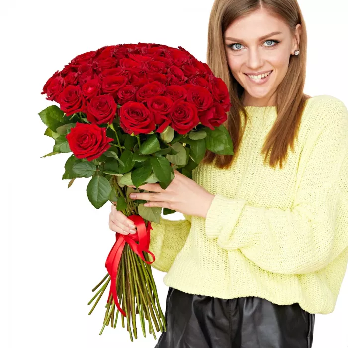 Букет из 51 красной розы 60 см