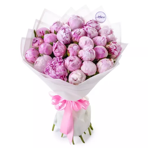 Букет цветов из 25 розовых пионов