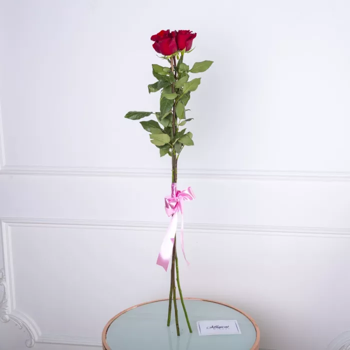 Букет из 3 красных роз Эквадор 100 см