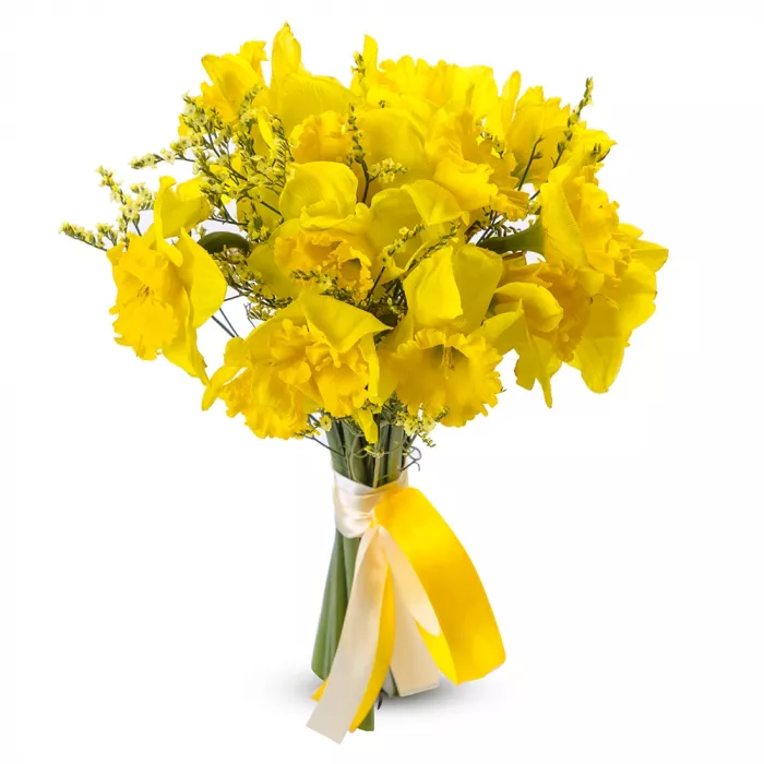 Букет из нарциссов и лимониума