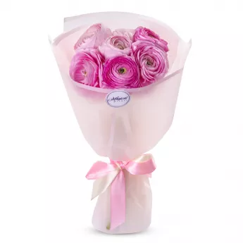 Букет из 7 розовых ранункулюсов