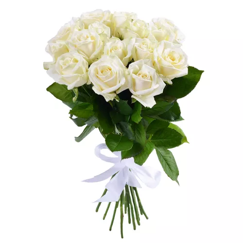 Букет на День матери из 15 белых роз Premium 40 см