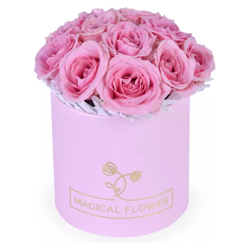 Букет из 11 розовых роз в шляпной коробке